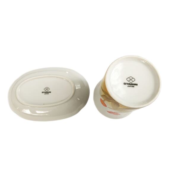 Vintage Otagiri Japan Soap Dish and Bathroom Cup tulips - Picture 5 of 6